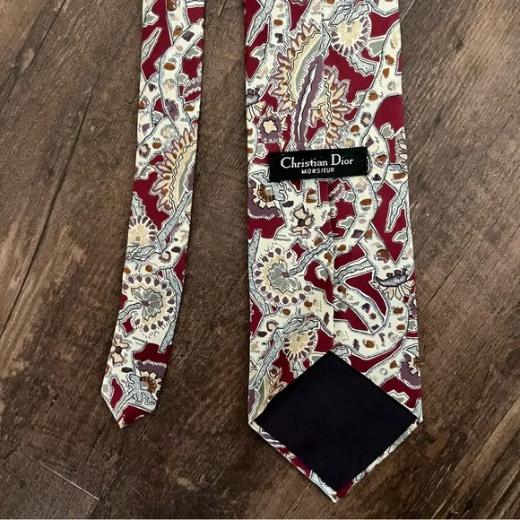 Dior Paisley Tie - Burgundy and Gold - Picture 4 of 6